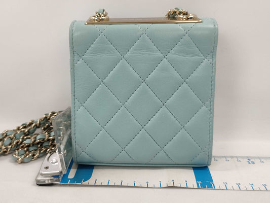 CHANEL Mini Chain Shoulder Bag in Lamb Light Blue GP