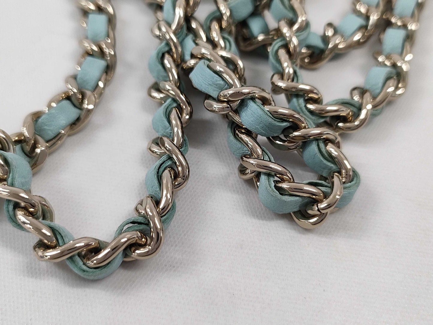CHANEL Mini Chain Shoulder Bag in Lamb Light Blue GP