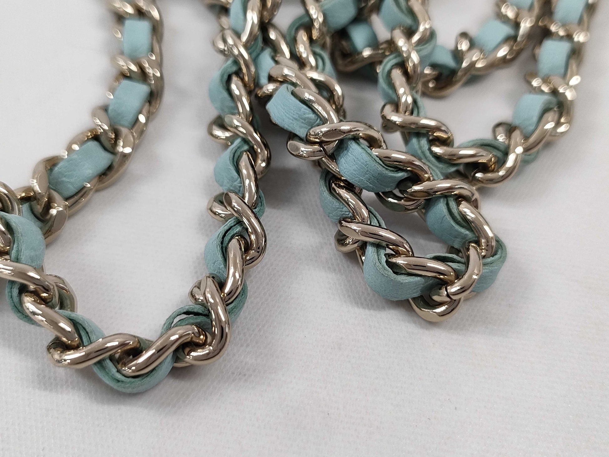 CHANEL Mini Chain Shoulder Bag in Lamb Light Blue GP