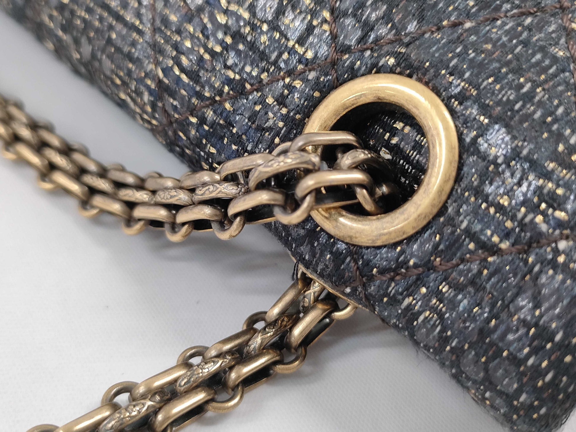 CHANEL 2.55 Chain Shoulder Canvas Multicolor GP Shoulder Bag