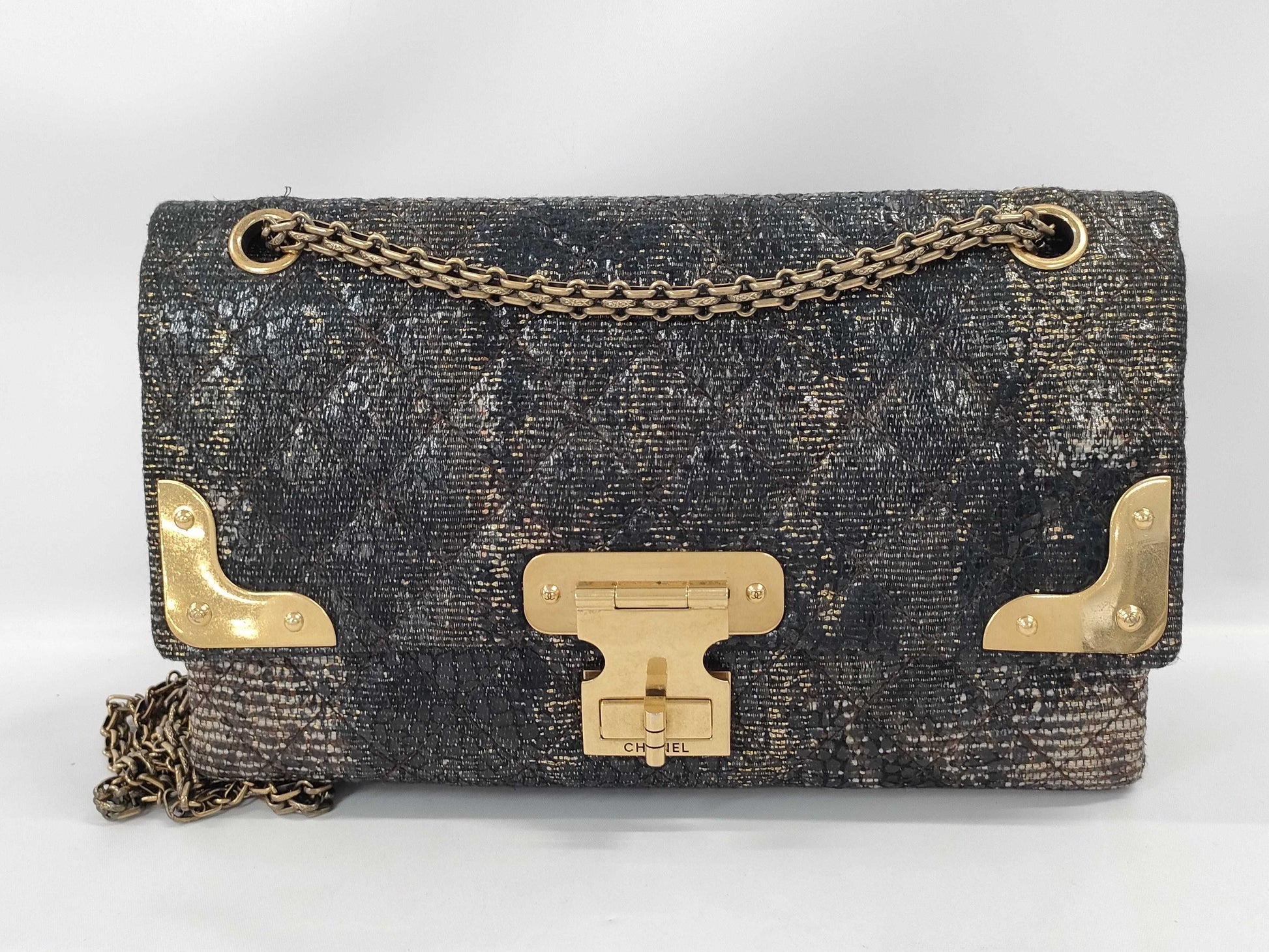 CHANEL 2.55 Chain Shoulder Canvas Multicolor GP Shoulder Bag