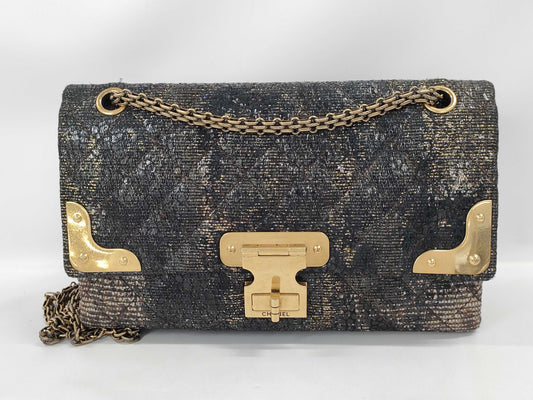 CHANEL 2.55 Chain Shoulder Canvas Multicolor GP Shoulder Bag