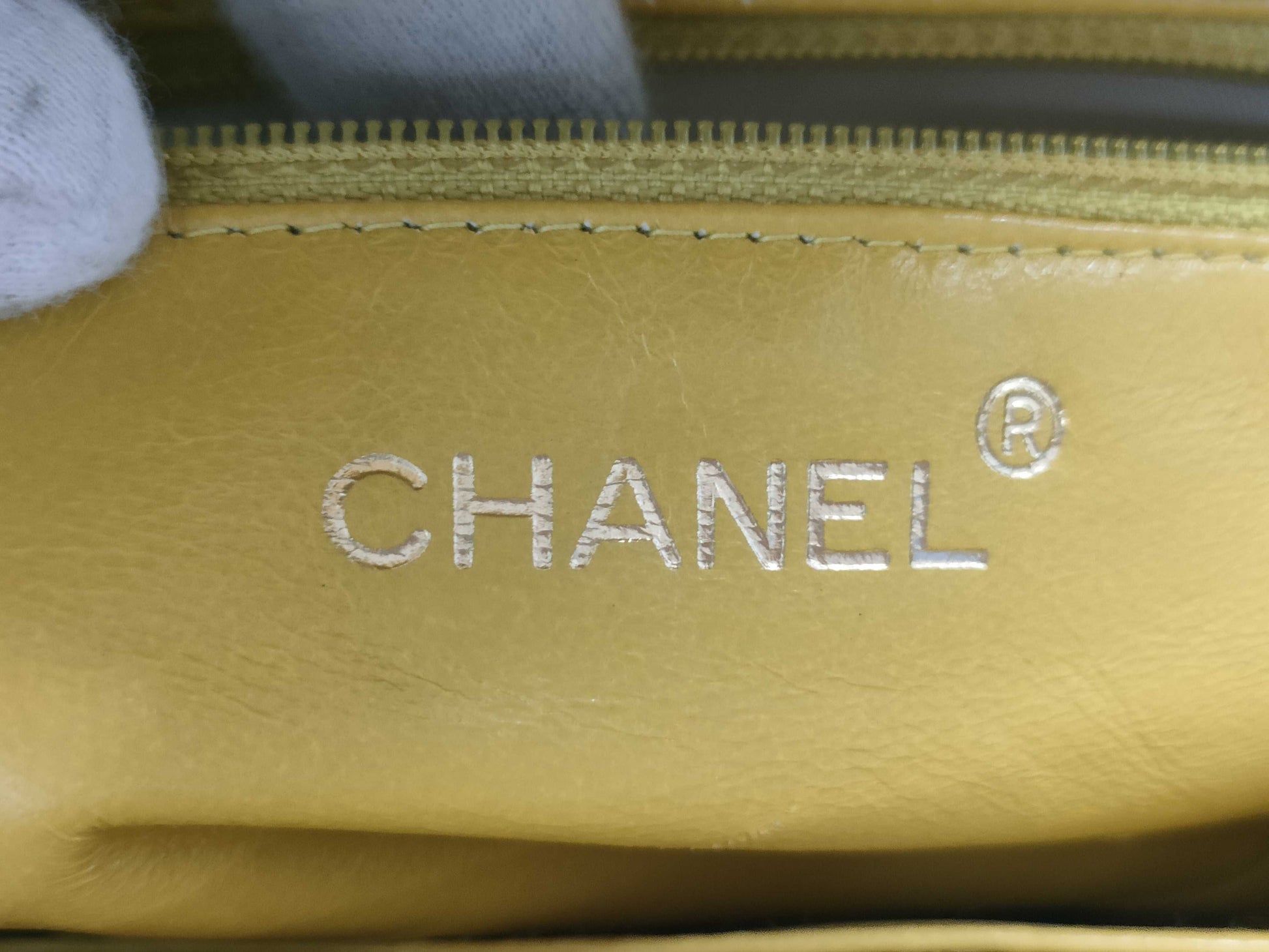 CHANEL Turnlock Caviar Yellow GP Handbag