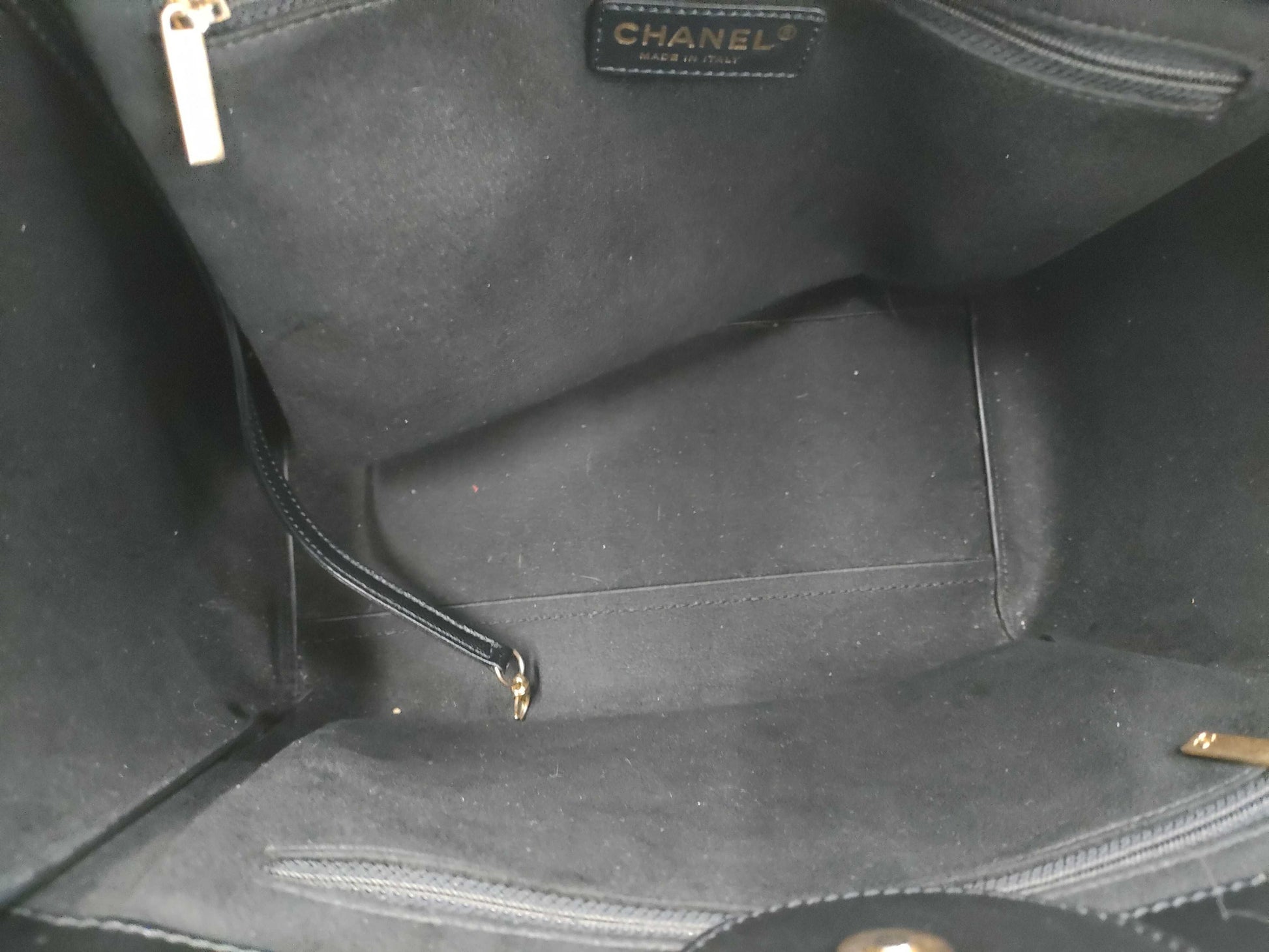 CHANEL Deauville Studded Calfskin Black GP Tote Bag