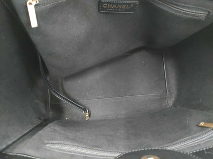 CHANEL Deauville Studded Calfskin Black GP Tote Bag