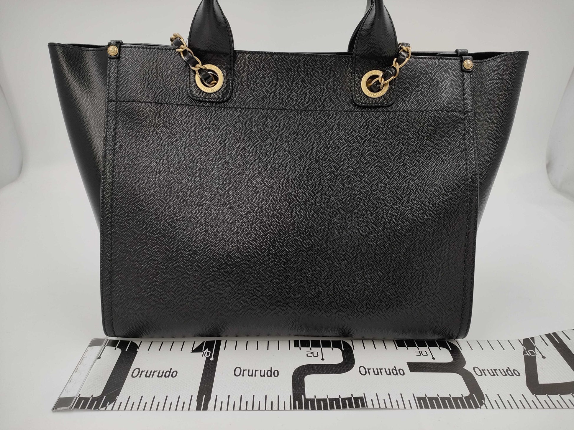 CHANEL Deauville Studded Calfskin Black GP Tote Bag