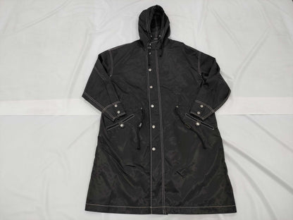 CHANEL Hooded Coat Nylon Black Jacket