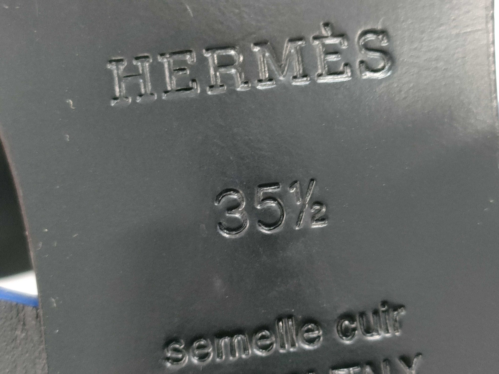 HERMES Izzy Sandals - Black/Blue, Size 35 1/2