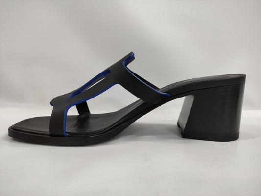 HERMES Izzy Sandals - Black/Blue, Size 35 1/2