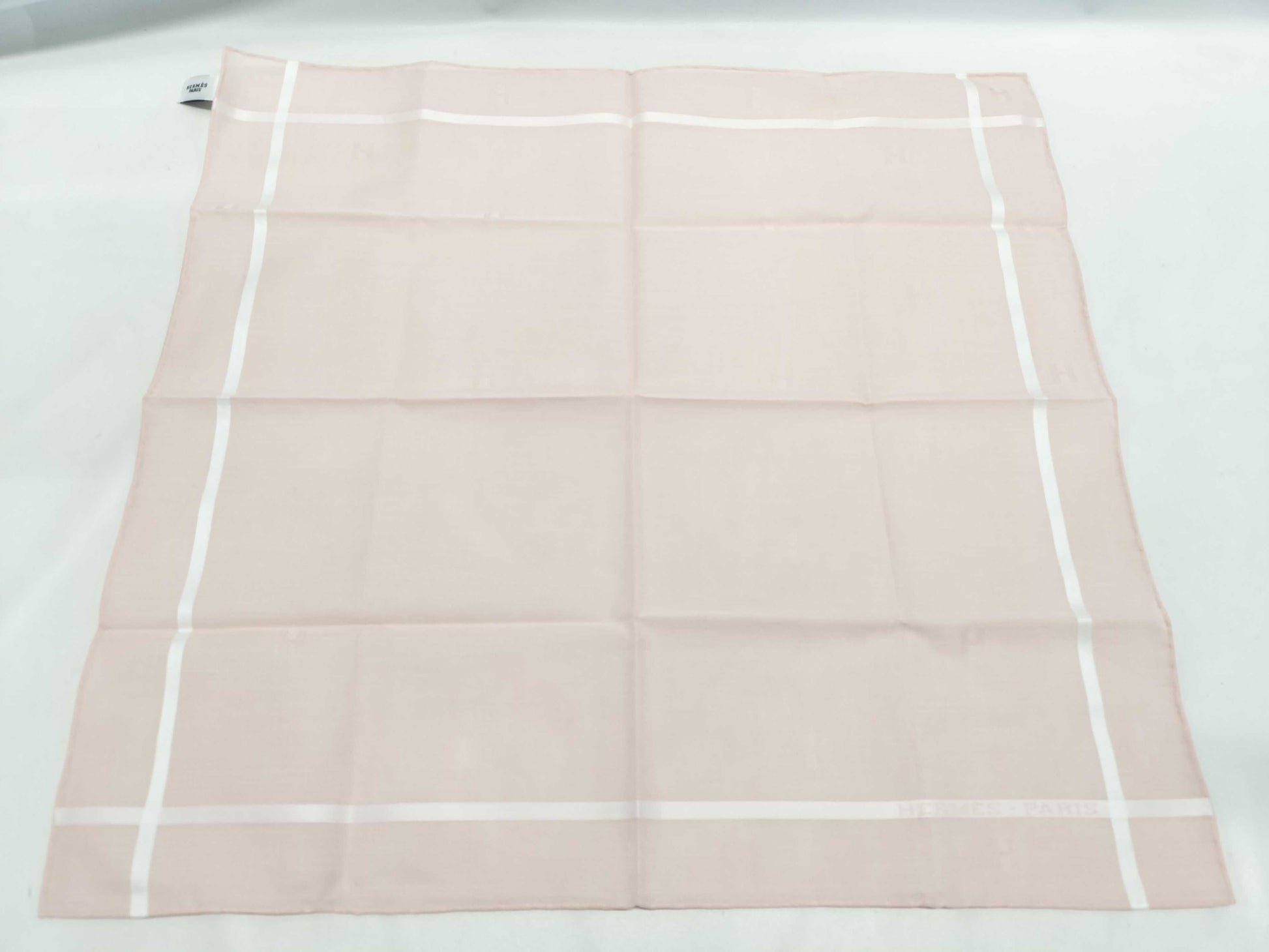 HERMES Handkerchief H Relief Cotton Rose Clair Other Accessories