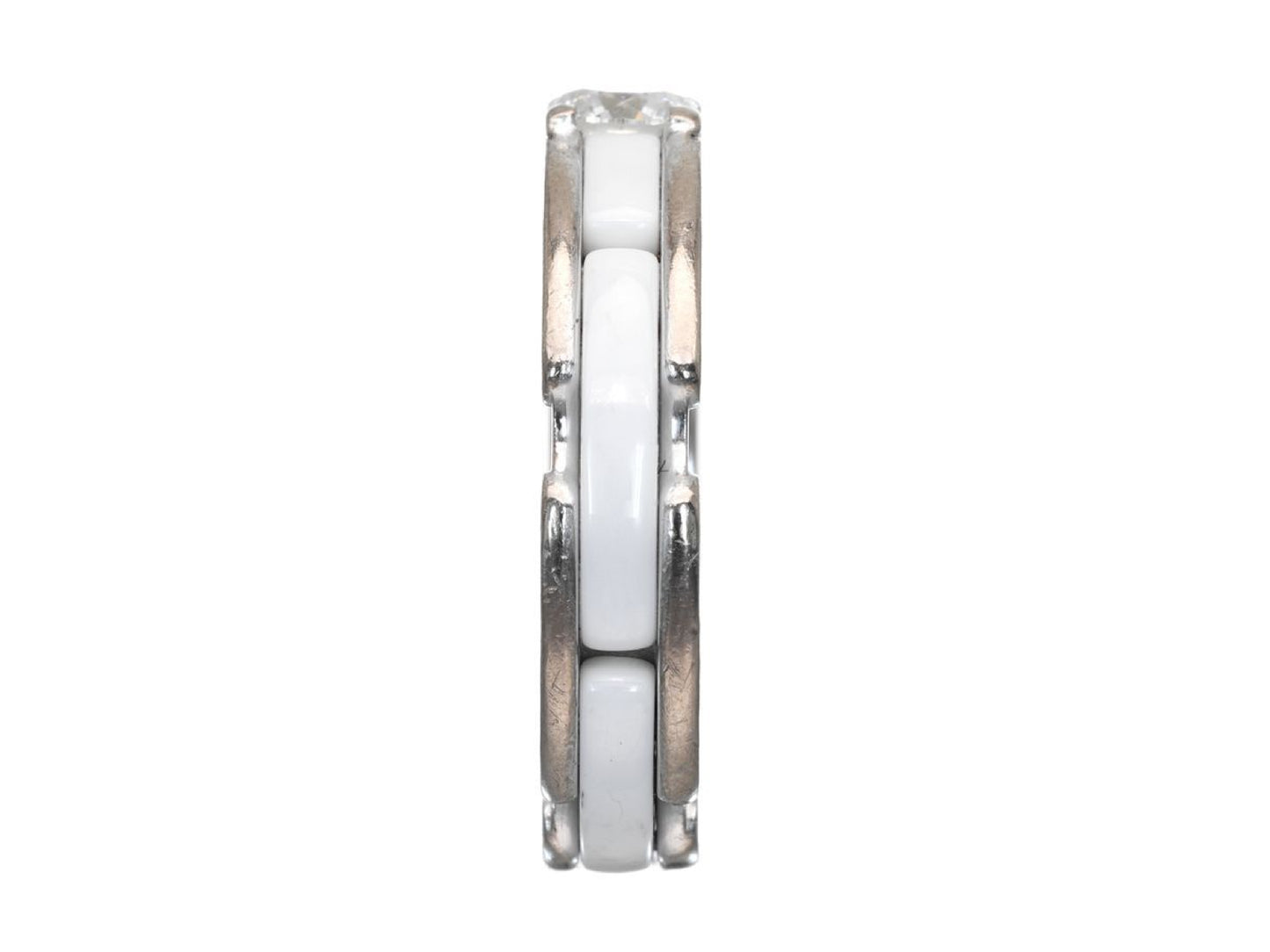 CHANEL Ultra T48 White Ceramic 1PD Au750 4.3g Ring 