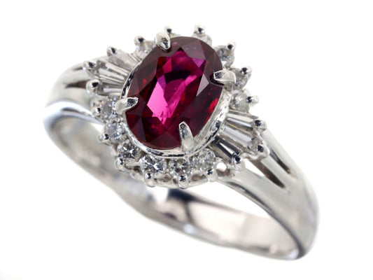 R1.08ct D0.28ct Pt850 5.8g Ring 