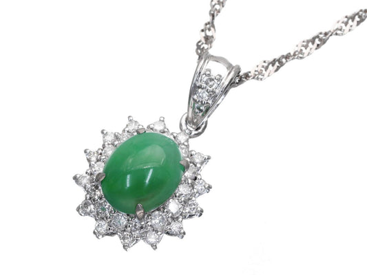 Jade 3.16ct D0.59ct Pt900/850 7.9g Ring 