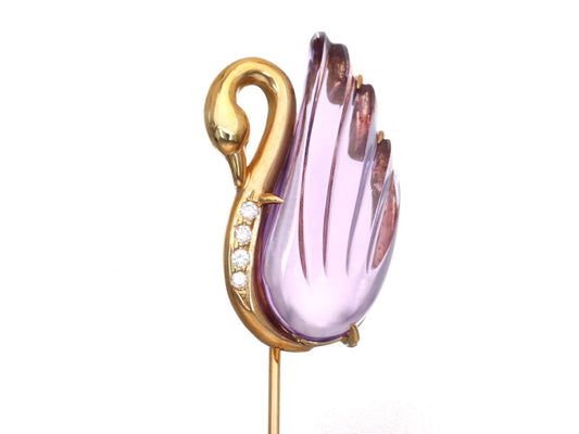 TASAKI Amethyst D0.03ct K18 4.9g Brooch 