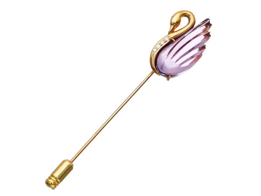 TASAKI Amethyst D0.03ct K18 4.9g Brooch 
