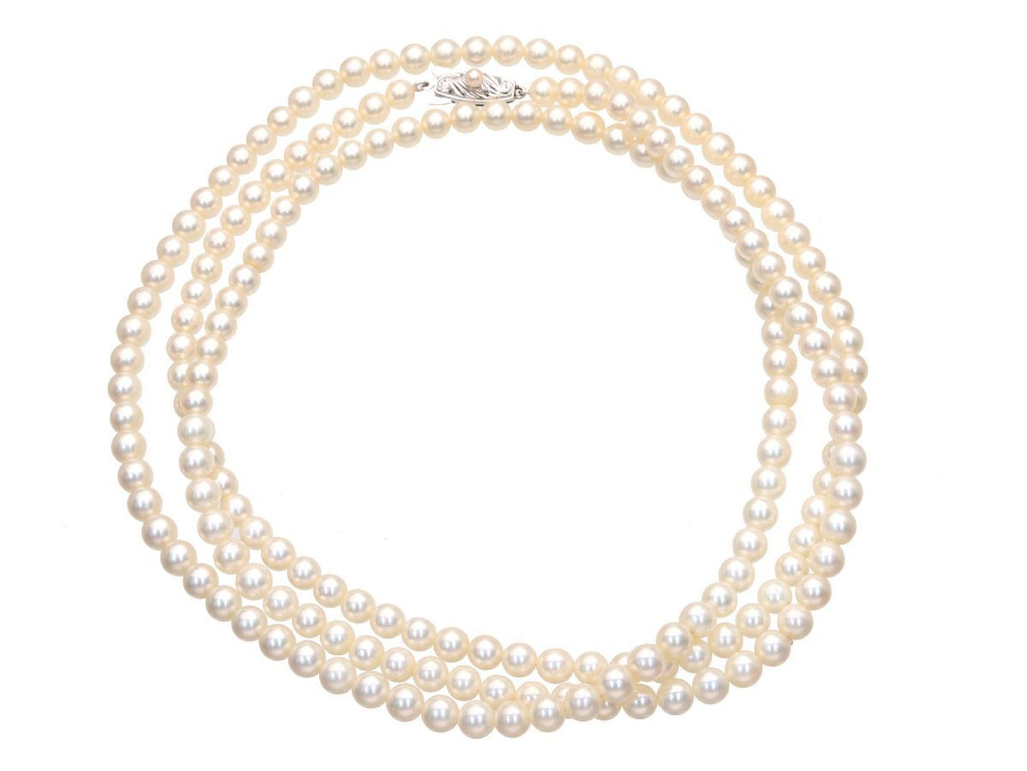 TASAKI Akoya Pearl Necklace, Diameter 5.6-5.9mm, Sterling Silver, 52.2g 