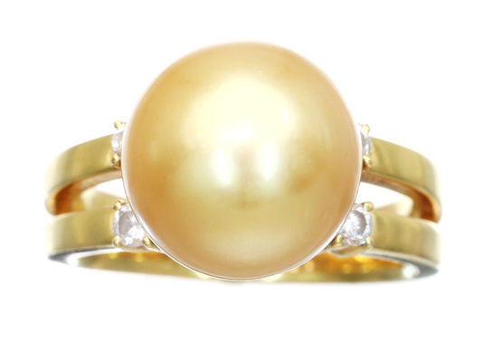 South Sea Pearl, Diameter: Approx. 12.8mm, D0.21ct, 18K Gold, 11.0g, Ring 