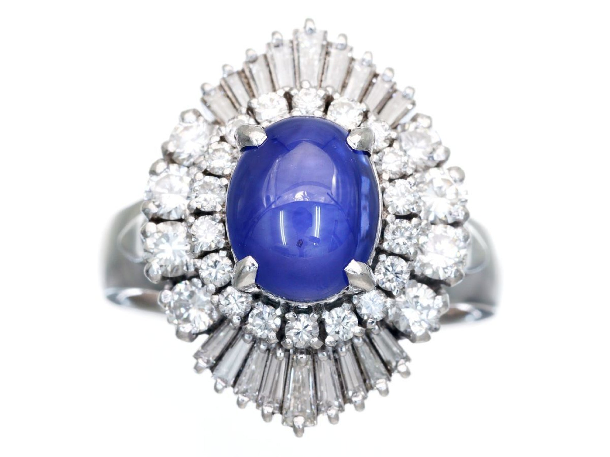 Stainless steel 4.04ct diamond, 1.00ct diamond, Pm900, 10.3g ring 