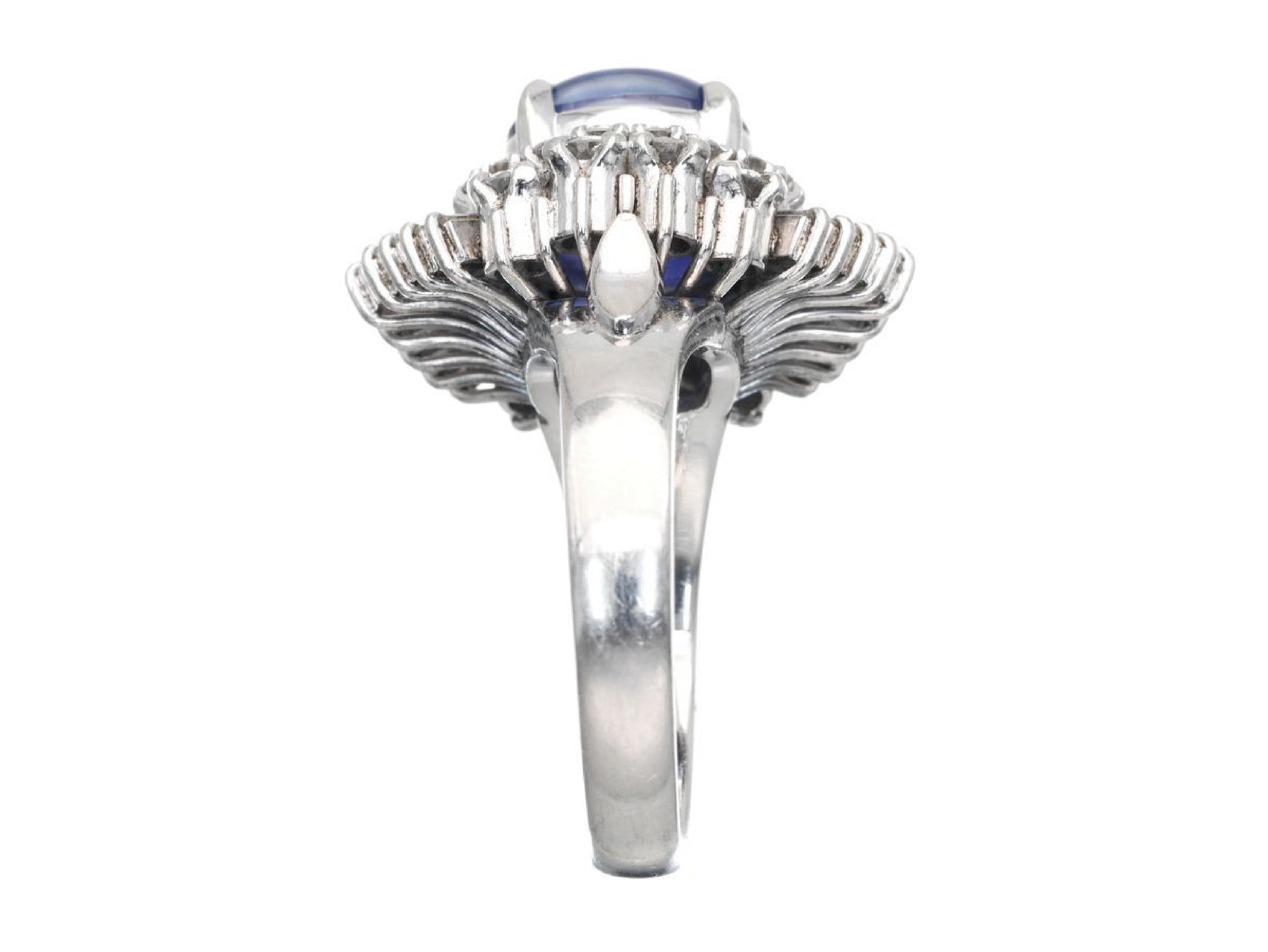Stainless steel 4.04ct diamond, 1.00ct diamond, Pm900, 10.3g ring 