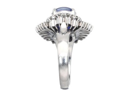 Stainless steel 4.04ct diamond, 1.00ct diamond, Pm900, 10.3g ring 