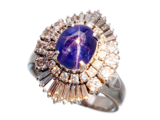 Stainless steel 4.04ct diamond, 1.00ct diamond, Pm900, 10.3g ring 