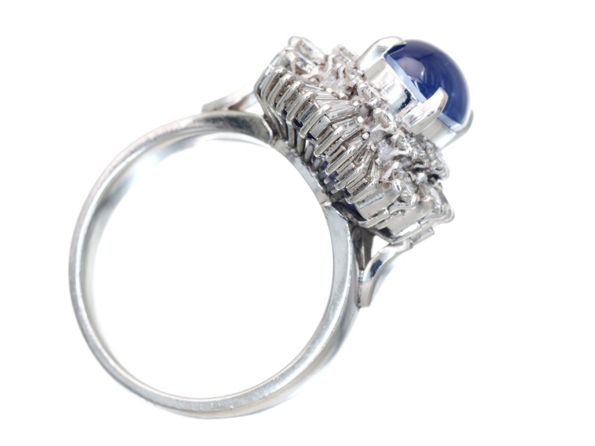 Stainless steel 4.04ct diamond, 1.00ct diamond, Pm900, 10.3g ring 