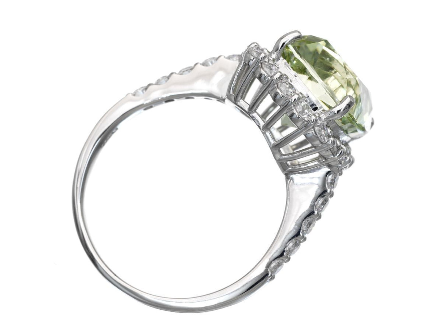 Green Beryl 6.557ct D1.24ct Pt900 9.2g Ring 