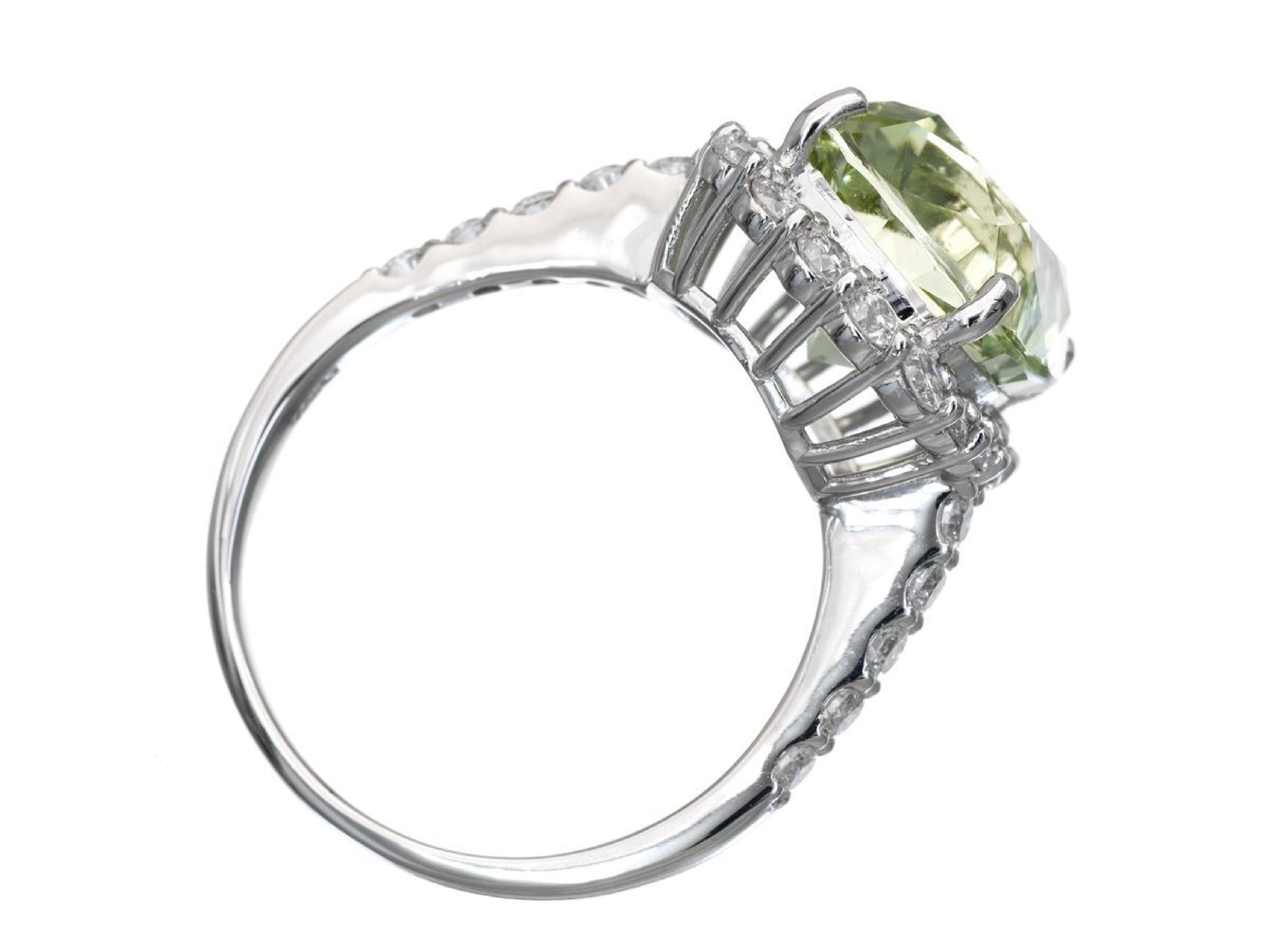 Green Beryl 6.557ct D1.24ct Pt900 9.2g Ring 
