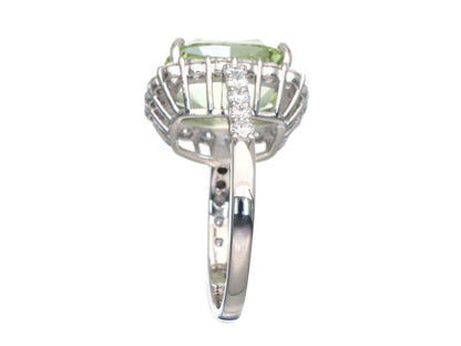 Green Beryl 6.557ct D1.24ct Pt900 9.2g Ring 