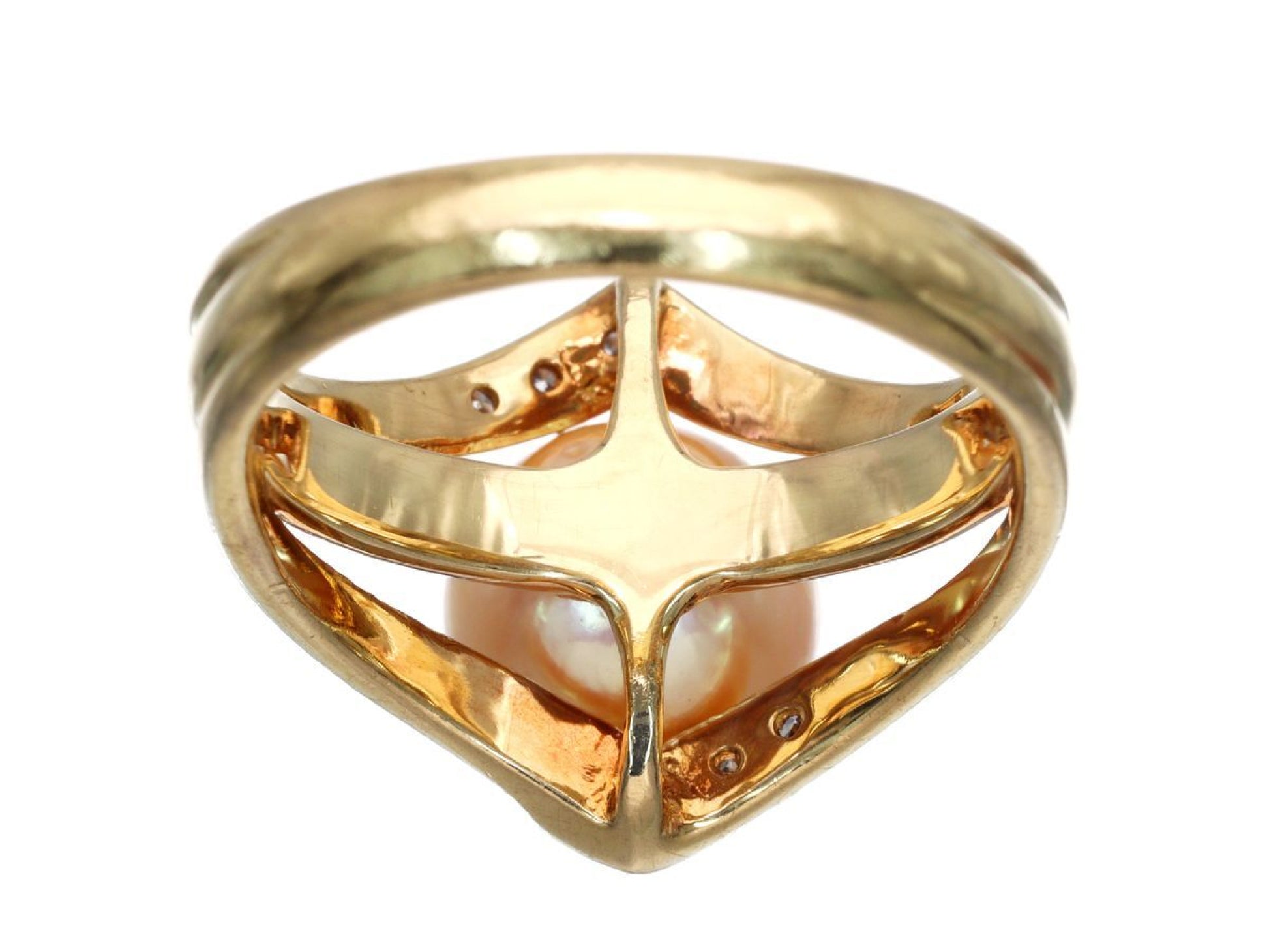 Pearl, diameter approximately 7.9mm, D0.06ct, 18K Gold, 5.0g, Ring 