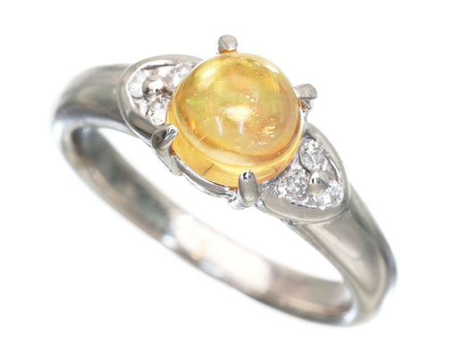 Mexican Opal D0.09ct Pt900 6.0g Ring 
