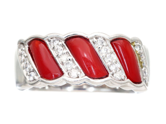 Coral D0.20ct Pt900 12.6g Ring 