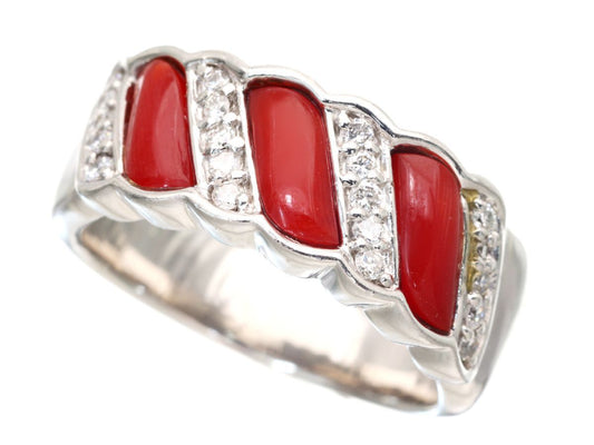 Coral D0.20ct Pt900 12.6g Ring 