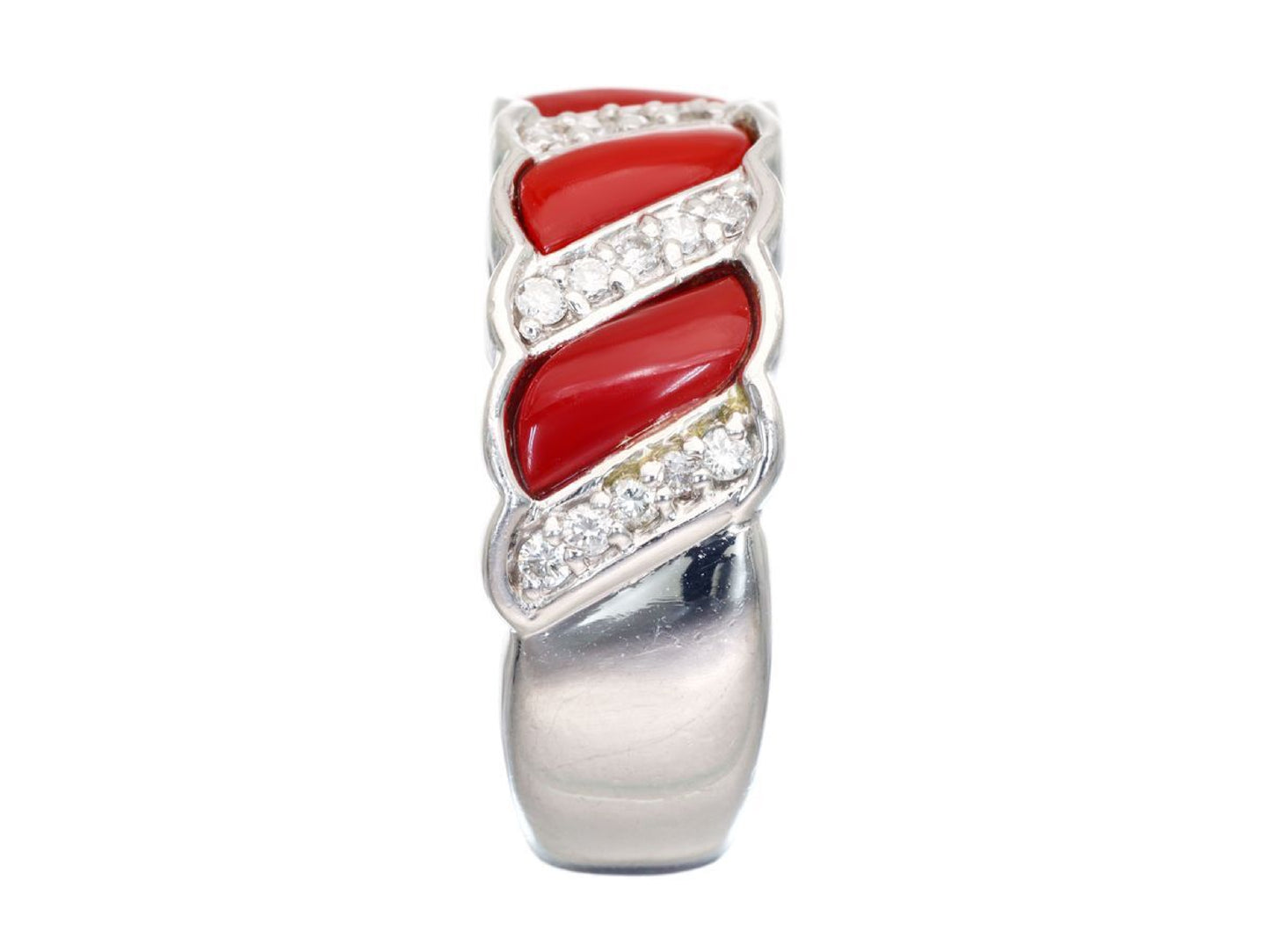 Coral D0.20ct Pt900 12.6g Ring 