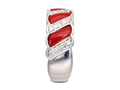 Coral D0.20ct Pt900 12.6g Ring 