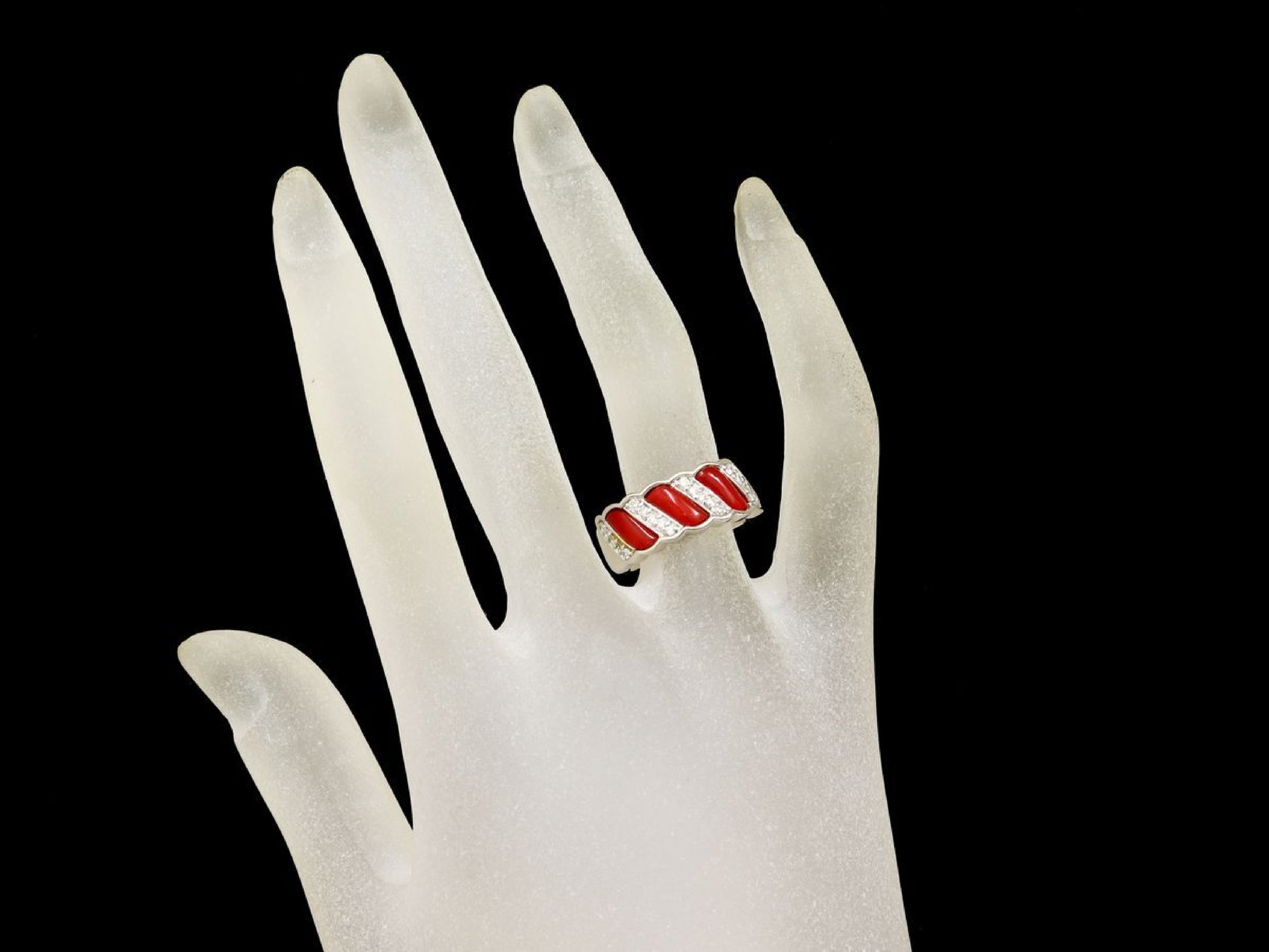 Coral D0.20ct Pt900 12.6g Ring 