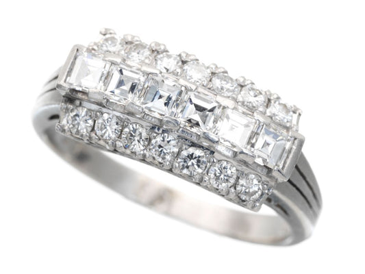 D0.57/0.33ct Pt900 5.9g Ring 