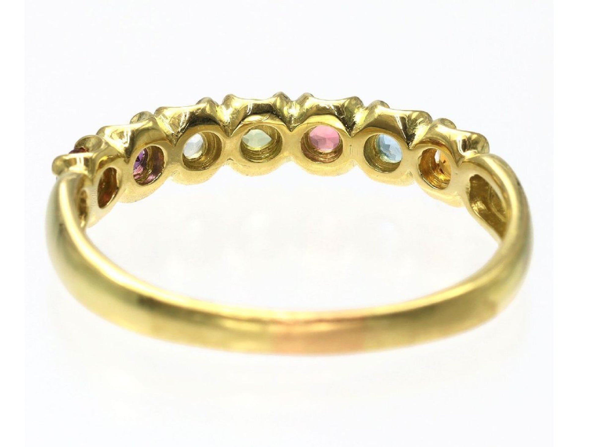 Garnet, Amethyst, Aquamarine, Peridot, Pink Tourmaline, Blue Topaz, Citrine, 18K Gold, 3.0g Ring 