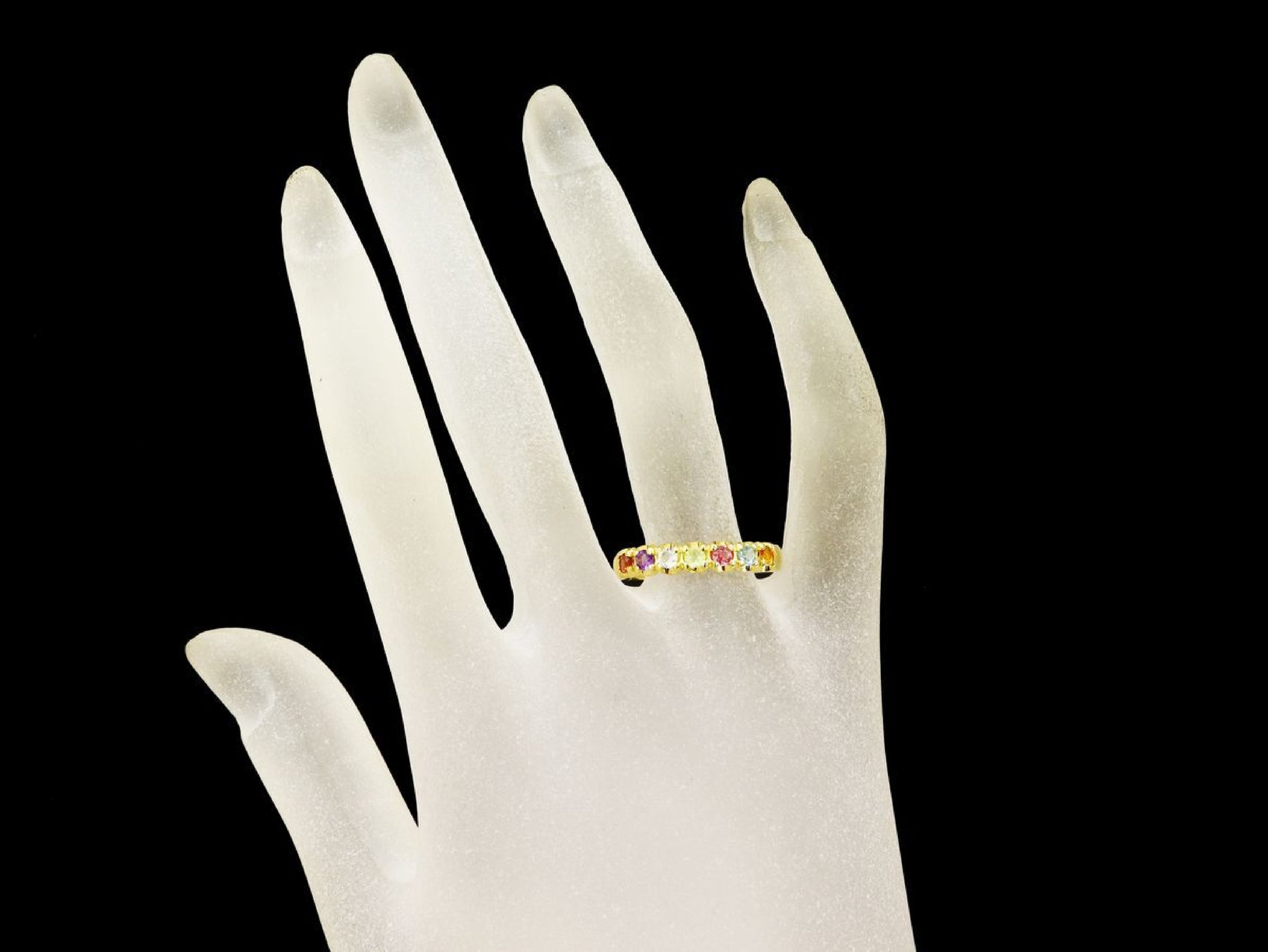 Garnet, Amethyst, Aquamarine, Peridot, Pink Tourmaline, Blue Topaz, Citrine, 18K Gold, 3.0g Ring 