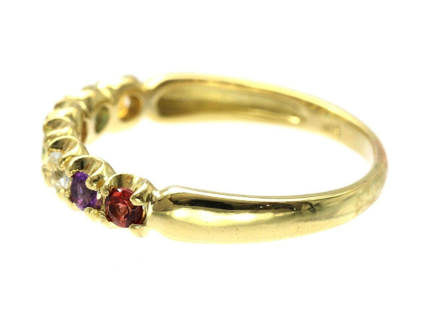 Garnet, Amethyst, Aquamarine, Peridot, Pink Tourmaline, Blue Topaz, Citrine, 18K Gold, 3.0g Ring 