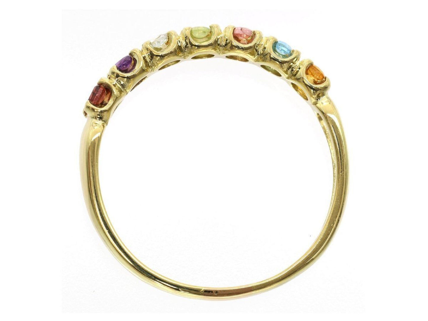 Garnet, Amethyst, Aquamarine, Peridot, Pink Tourmaline, Blue Topaz, Citrine, 18K Gold, 3.0g Ring 