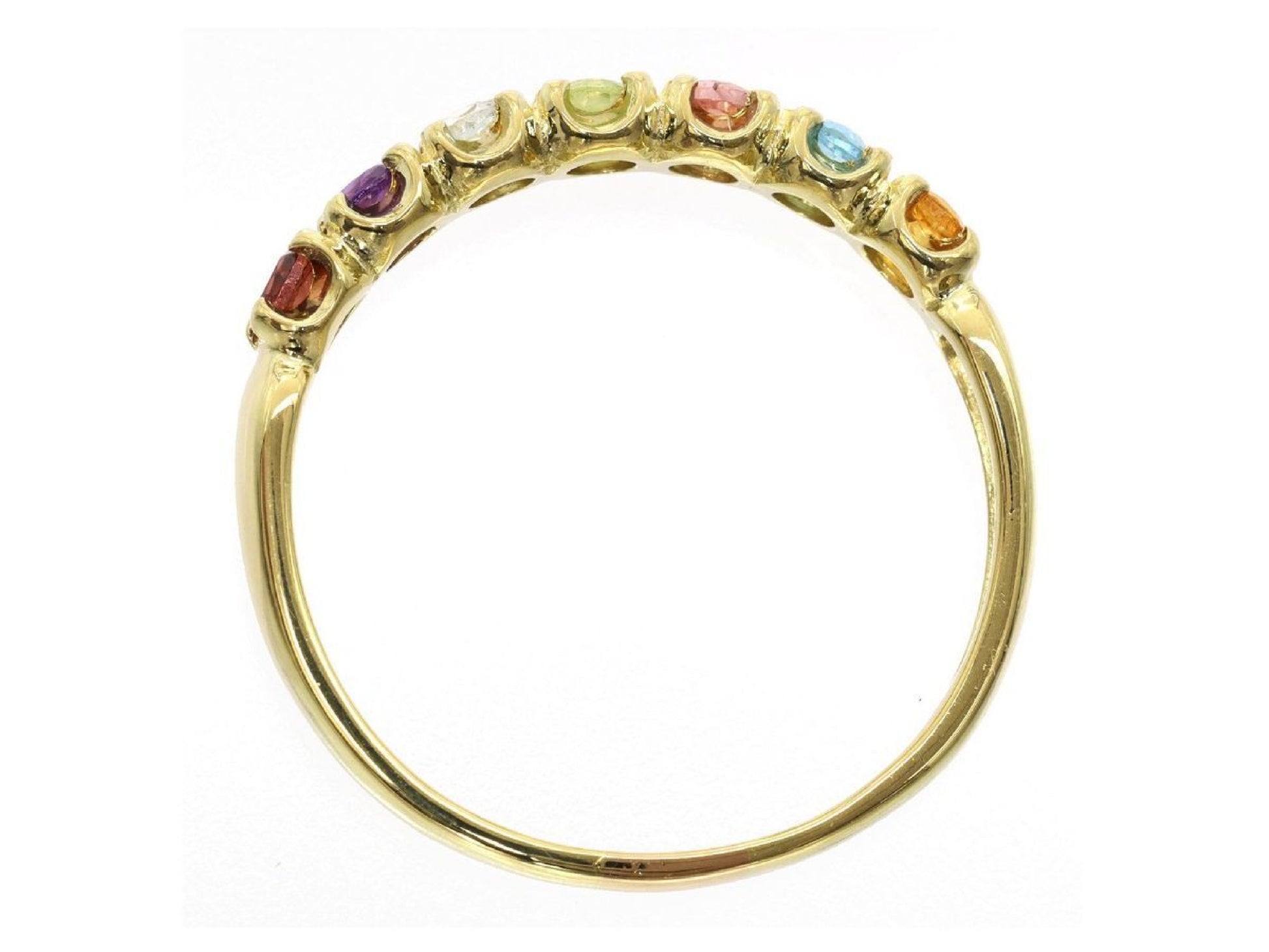 Garnet, Amethyst, Aquamarine, Peridot, Pink Tourmaline, Blue Topaz, Citrine, 18K Gold, 3.0g Ring 