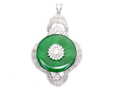 Jadeite and Diamond PT900 Pendant Top 25.0g 
