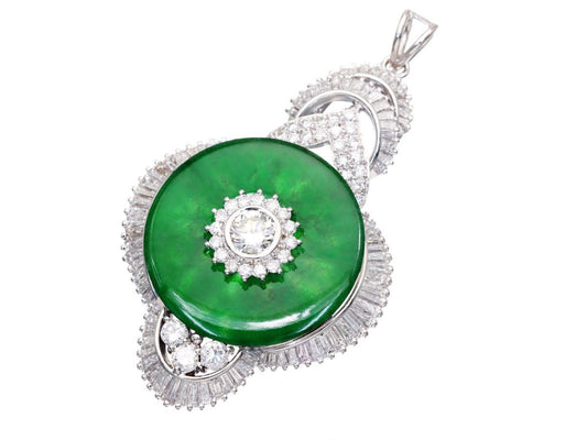 Jadeite and Diamond PT900 Pendant Top 25.0g 