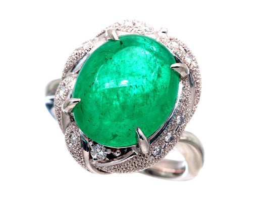 E6.58ct D0.12ct Pt900 12.9g Ring 