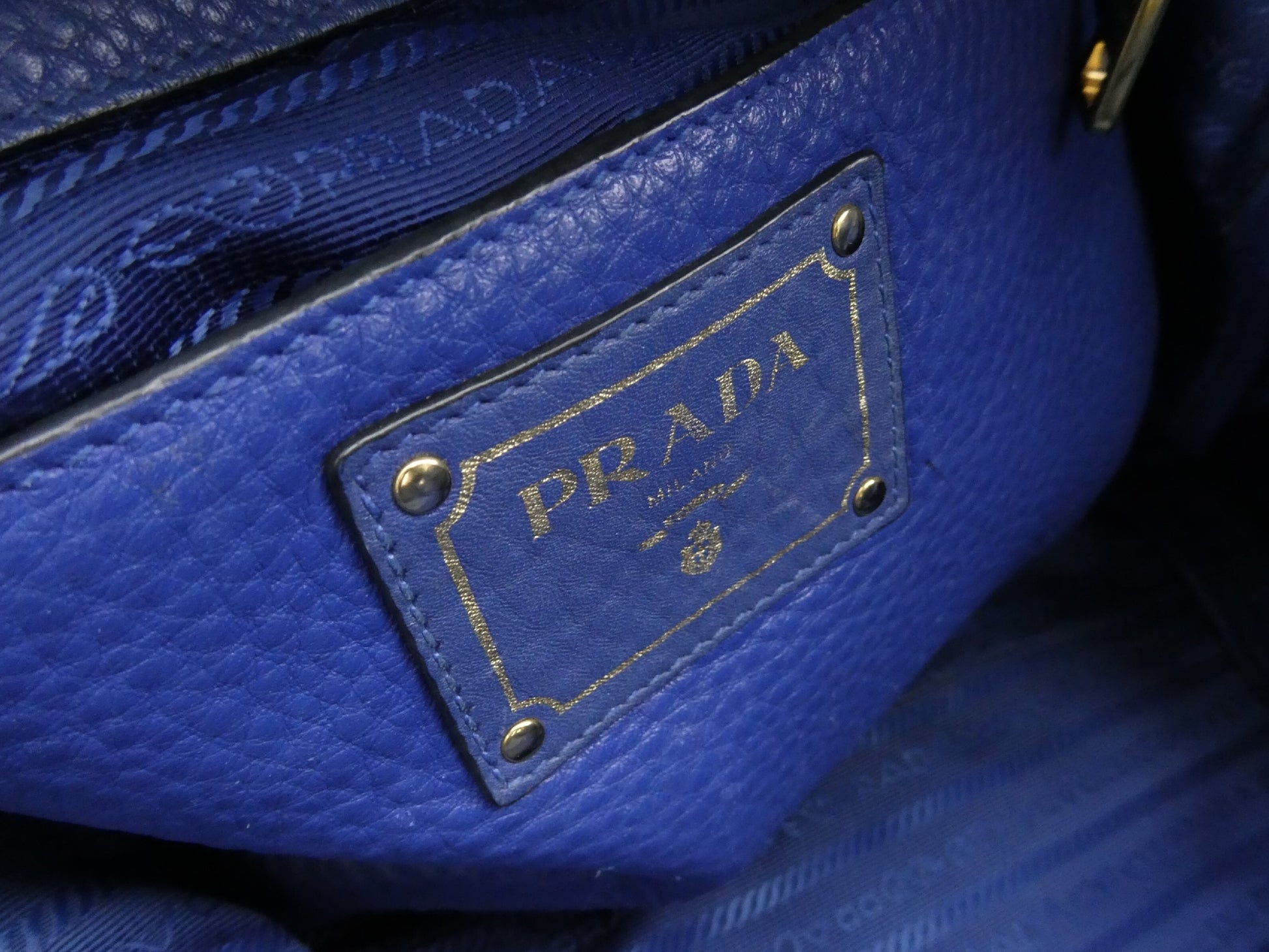 PRADA logo leather 2-way tote bag