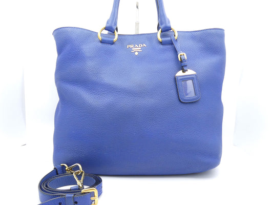 PRADA logo leather 2-way tote bag