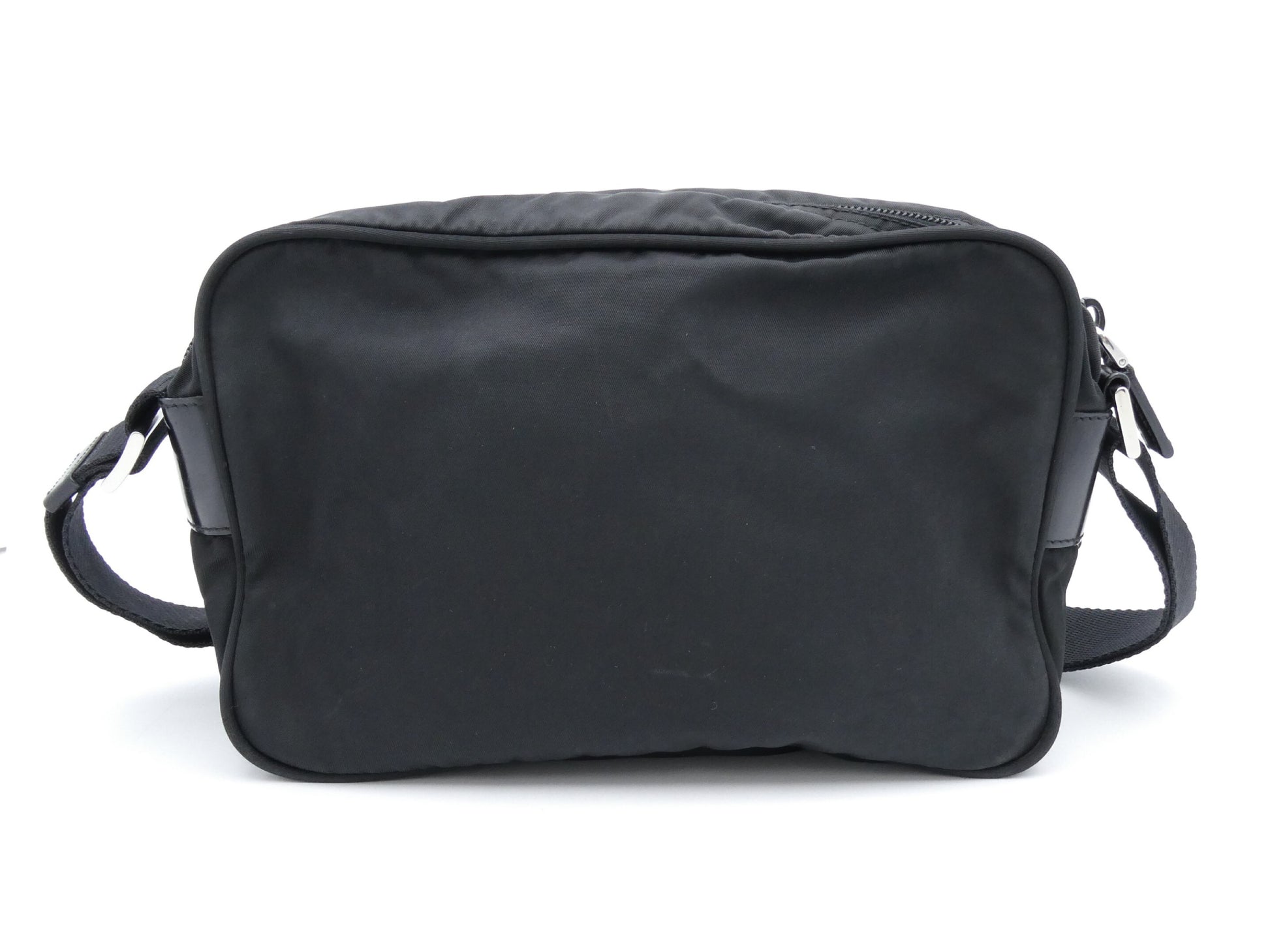 PRADA logo plate nylon shoulder bag