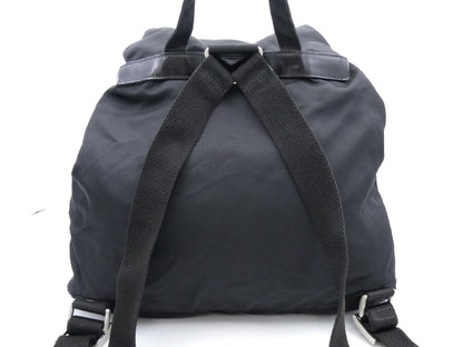 PRADA logo plate nylon and leather backpack