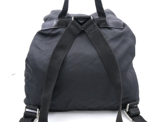 PRADA logo plate nylon and leather backpack